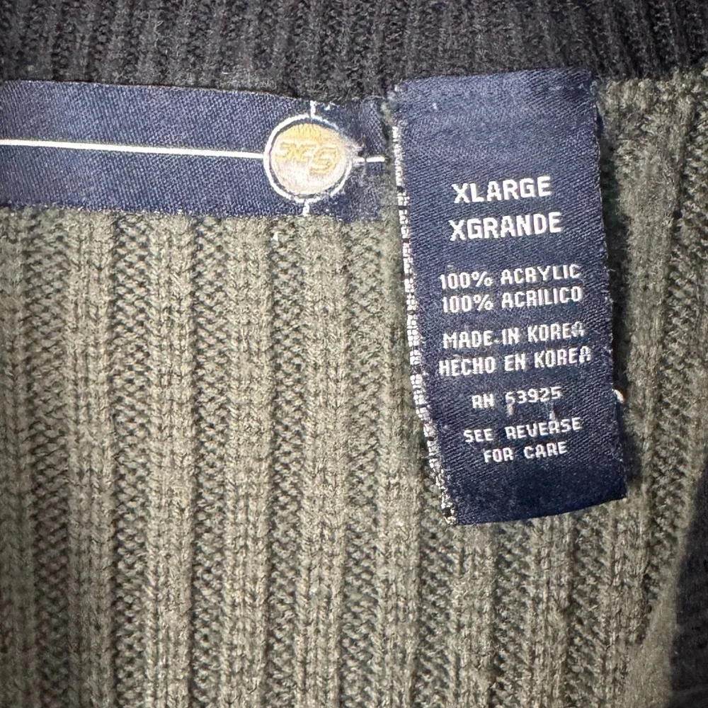 Men’s Thick Ribbed Quarter Zip Sweater XL Olive Cozy Cabin Core Gorpcore Office